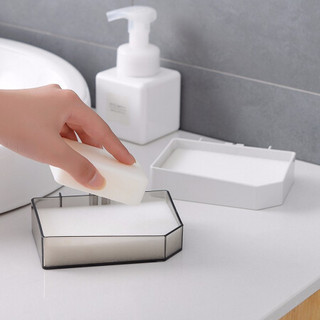 百露免打孔无痕壁挂式皂盒浴室创意沥水海绵洗衣皂肥皂盒卫生间香皂架 白色