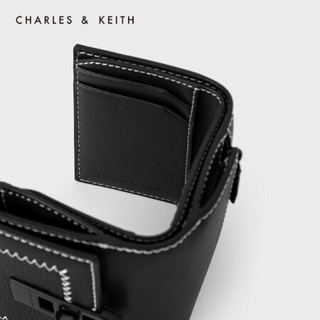 CHARLES＆KEITH2021春季新品CK6-10770489女士绗缝线设计短款钱包 Black黑色 XXS
