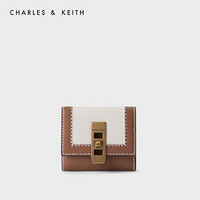 CHARLES＆KEITH2021春季新品CK6-10770489女士绗缝线设计短款钱包 Ivory象牙色 XXS