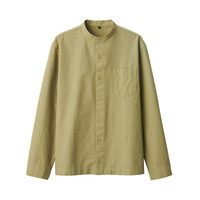 無印良品 MUJI 無印良品  男式 新疆棉 牛津 立领衬衫 纯棉衬衫 休闲衬衫 烟熏绿色 S
