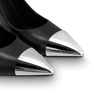 孔雀翎LV路易威登女鞋高跟鞋细高跟柔滑小牛皮银色金属鞋头设计1A4EK7 37