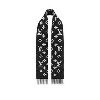 路易威登LV女士围巾标志性的Monogram图案羊毛真丝围巾时尚保暖M7583 黑色 175 x 30 x 30 厘米 (长度 x 高