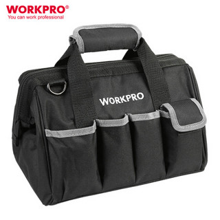 万克宝（WORKPRO）W9972/W03010305M 多功能工具包帆布挎肩电工维修包 加厚耐磨单肩五金工具袋 12英寸