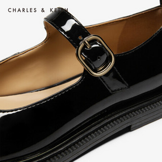 CHARLES＆KEITH2021春季CK1-71680026时尚玛丽珍平底休闲低跟单鞋女 Black黑色 40