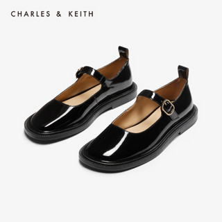 CHARLES＆KEITH2021春季CK1-71680026时尚玛丽珍平底休闲低跟单鞋女 Black黑色 40