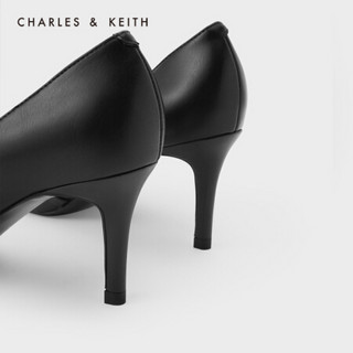 CHARLES＆KEITH2021春季CK1-60361292女士蝴蝶结饰尖头高跟单鞋 Black黑色 39