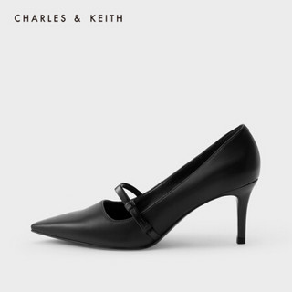 CHARLES＆KEITH2021春季CK1-60361292女士蝴蝶结饰尖头高跟单鞋 Black黑色 39