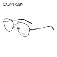 Calvin Klein 凯文克莱 中性款黑色镜框枪色镜腿金属全框光学眼镜架眼镜框 CK19145F-001 53MM