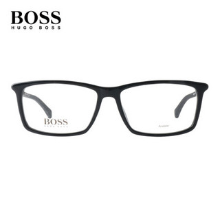 雨果博斯 HUGO BOSS 中性款黑色镜框黑色镜腿板材全框光学眼镜架眼镜框 BOSS 1105/F 807 55mm