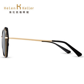 海伦凯勒新款大框潮黑色墨镜 复古方形太阳镜女 太阳镜开车镜H8722 深灰渐近色+曜石黑框P01