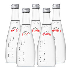  evian 依云 天然弱碱性矿泉水玻璃瓶 330ml*5瓶