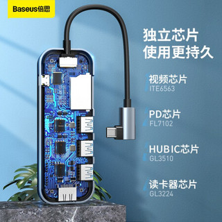 倍思（Baseus)Type-C扩展坞/拓展坞 HDMI投屏转接头USB3.0分线器 适用苹果电脑/华为手机办公 深空灰