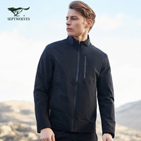 七匹狼运动夹克 男士2020秋冬季外套户外休闲茄克青年长袖上衣男装衣服 001(黑色) 185A