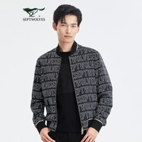 七匹狼夹克男士2021春季棒球领大身字母印花时尚休闲舒适外套1D1B10101734 001(黑色) 185/100A/3XL