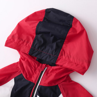 安奈儿童装男童秋装外套连帽薄款2020新款中大童户外运动防风衣 创意红 160cm
