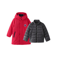 安奈儿童装男童女童秋冬装两件套2020年新款迷彩羽绒服风衣两件套装 创意红 140cm