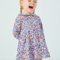 Annil安奈儿童装女童连衣裙碎花长袖2020春装新款花边领裙子宝宝公主裙
