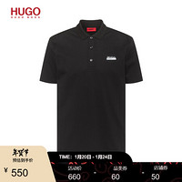 HUGO BOSS雨果博斯POLO衫男2020款秋季饰面棉质徽标POLO衫 001-黑色 S