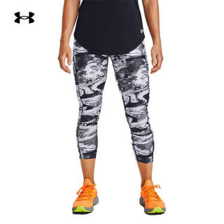 安德玛官方UA HeatGear 女子印花运动紧身九分裤Under Armour1353296 黑色005 XL