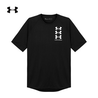 安德玛官方UA Tech Triple男子运动训练短袖T恤Under Armour1361504 黑色001 XXL