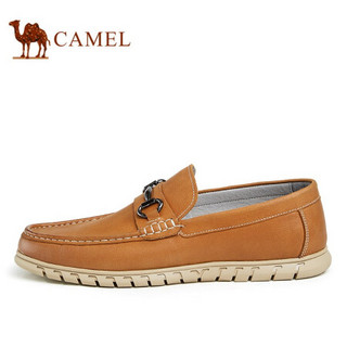 骆驼（CAMEL） 休闲鞋软底男皮鞋懒人平底乐福鞋 A112136490 黄棕 38