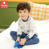 纤丝鸟 TINSINO儿童秋衣秋裤男童女童内衣套装秋冬款宝宝童装衣服 熊熊宇航员牛仔蓝 90