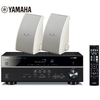 雅马哈（Yamaha）HTR-3072+NS-AW592 音响 音箱 壁挂式音响 会议户外全天候蓝牙音响 USB音响（3件套）白色