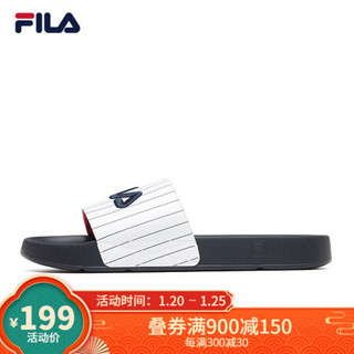 FILA 斐乐官方 DRIFTER STRIPES情侣款男子运动拖鞋2020新品厚底凉拖沙滩鞋 集团白-WT-F52M044602F 42