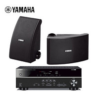 雅马哈（YAMAHA） NS-AW592（1对）+RX-V383 壁挂式家庭影院音箱会议室音响全天候系列 黑色