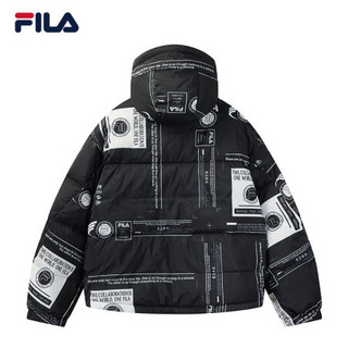 FILA x MIHARA斐乐羽绒服男蔡徐坤同款2020冬季新款潮流印花连帽羽绒外套 黑色-BK 175/96A/L