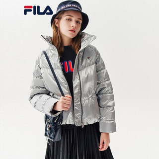 FILA 斐乐官方 女子羽绒服2020冬季新款运动短款运动服羽绒外套女 银色-SV 170/88A/L
