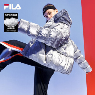 FILA 斐乐官方 女子羽绒服2020冬季新款运动短款运动服羽绒外套女 银色-SV 170/88A/L