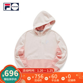 FILA FUSION 斐乐 女子连帽卫衣 2021春季新款毛绒LOGO个性时尚女 春绡粉-LP（宽松版型，建议拍小一码） 175/92A/XL