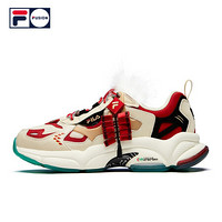 FILA FUSION RJV跑步鞋2021春季女ins新年限定版复古男老爹鞋情侣 米色/深红-AR 35.5