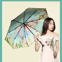 天堂伞折叠防晒太阳伞加固加厚晴雨伞两用男女便携定制款森系简约