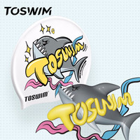 TOSWIM 拓胜 游泳先生泳镜侠 泳帽 女 硅胶 游泳帽 男 大号长发防水 成人儿童通用 泪光鲨鱼