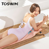 拓胜(TOSWIM)女士泳衣 连体三角性感显瘦专业训练游泳衣休闲沙滩度假温泉泳衣女 微甜芋紫L