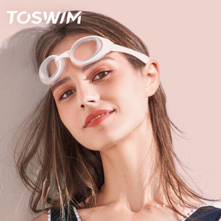 TOSWIM 拓胜 泳镜 防水防雾游泳眼镜高清近视男女大框游泳镜 TS01300201600 皎白鳕鱼600度