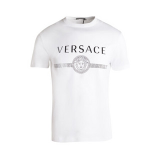 VERSACE 范思哲 奢侈品 送男友 男士白色棉质圆领短袖T恤 A83159 A228806 A1001 M码