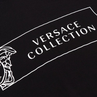 VERSACE COLLECTION 范思哲 奢侈品 男士黑色混纺LOGO连帽针织衫 V700869 VK00335 V7008 M码