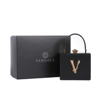 范思哲 VERSACE 奢侈品 20秋冬 女士皮革徽标金属肩带手提斜挎晚宴包 黑色 DBFG861 D5VIT K41OT