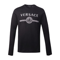 VERSACE 范思哲 20春夏男士棉质LOGO字母黑色长袖T恤 A83580 A228806 A1008  L码