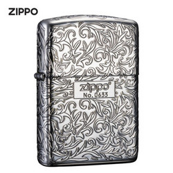 ZIPPO 之宝 打火机 唐草ZIPPO在我心-黑银色 ZBT-3-21c 煤油防风火机