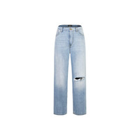 PINKO 品高 21SS春夏款 奢侈品 女装破洞宽松棉质牛仔裤 1J10NAY649 F14 26