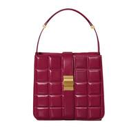 BOTTEGA VENETA 葆蝶家 女士小牛皮革手提包 578344VA9J19646 紫红色 中号