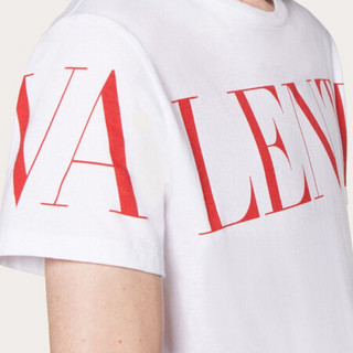 华伦天奴 VALENTINO 男士印花图案棉质短袖运动衫T恤 SV3MG03B 5FN A33 白色/红色 XL