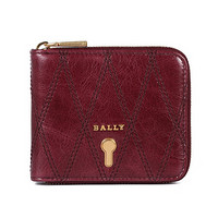 巴利 BALLY 女士牛皮扎线拉链零钱包 紫红色 CASSY W.QT 566 6236369