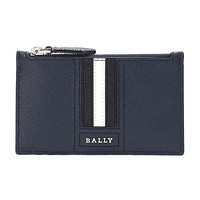 BALLY 巴利 男士翡翠蓝黑白条纹皮质零钱包卡包卡夹 TENLEY LT 17 6221812