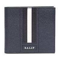 巴利 BALLY 男士皮质短款钱包钱夹翡翠蓝黑白条纹 TRASAI LT 317 6222054