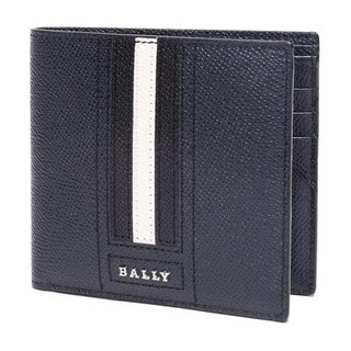 巴利 BALLY 男士皮质短款钱包钱夹翡翠蓝黑白条纹 TRASAI LT 317 6222054